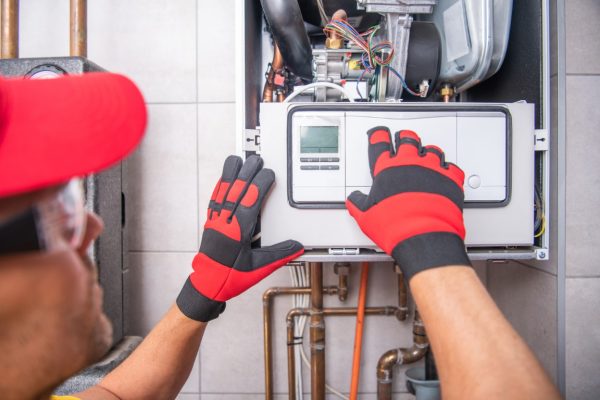 Técnico garantizando la reparación de caldera Heatline en Puente de Vallecas